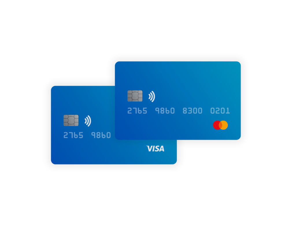 Visa and Mastercard cards - two major payment types