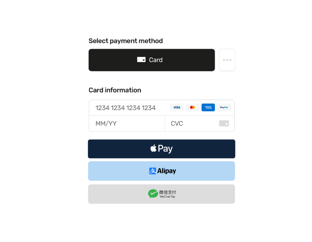 Alternative payment methods at checkout