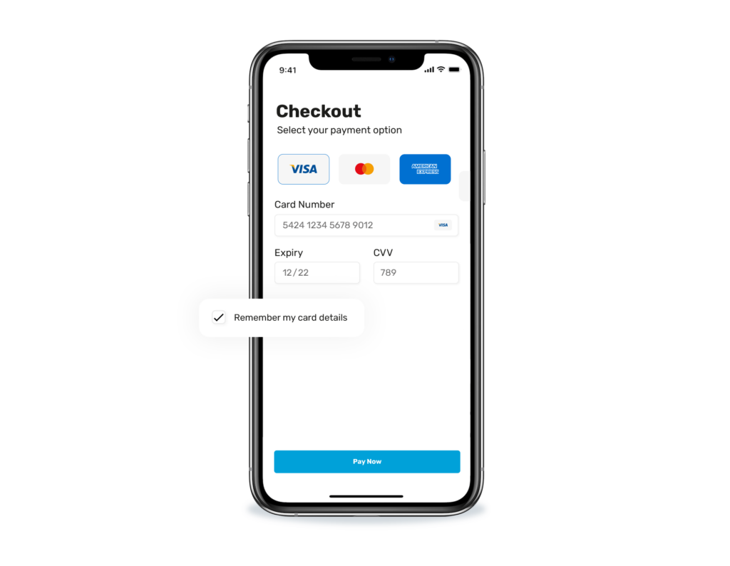 Mobile checkout page with remember my details function