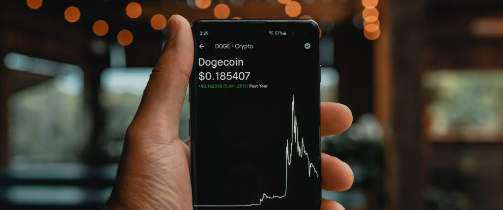Crypto wallet showing the value of Dogecoin over time