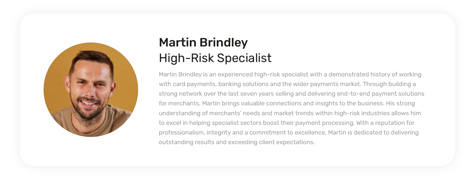 Martin Brindley, high-risk specialist author bio