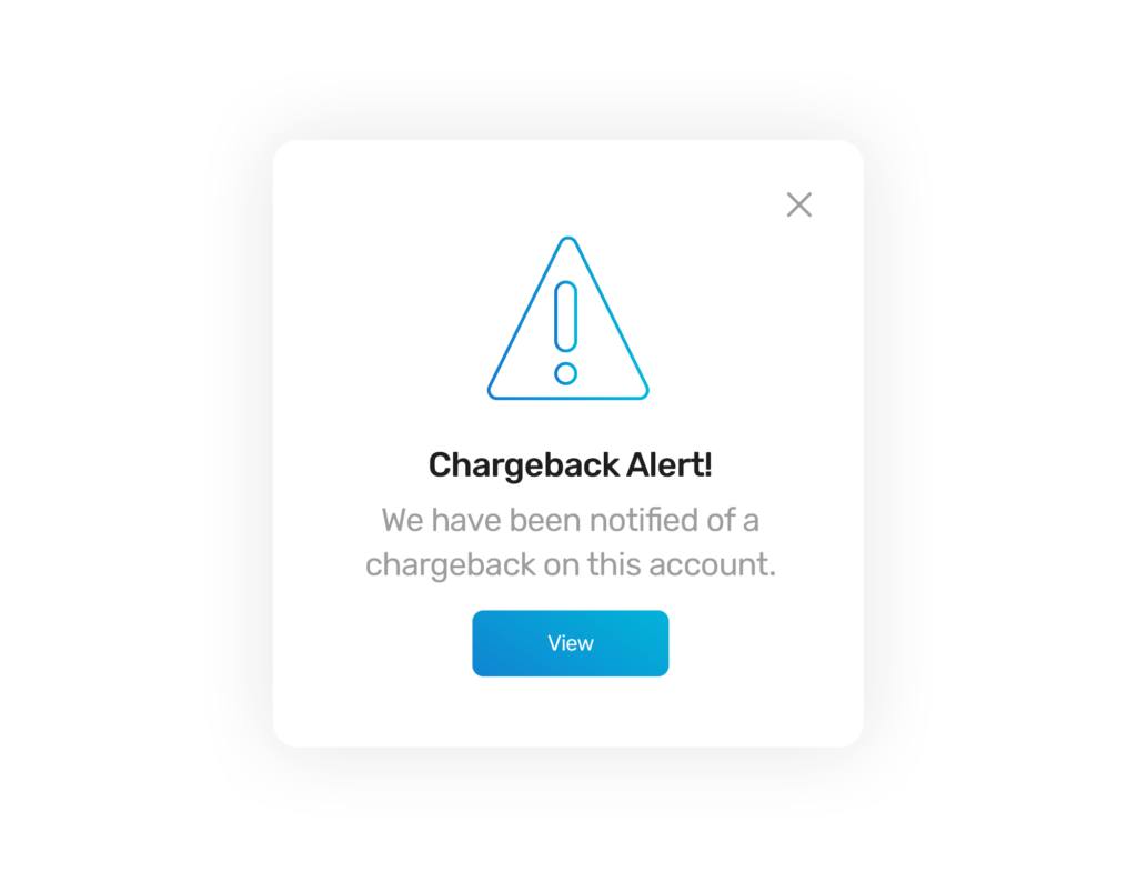 Example of a chargeback alert notification